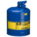 Justrite 7150300 Type I Steel Safety Can, 5 Gallon (19L), Self-Close Lid, Blue