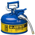 Justrite 7210320 Type II AccuFlow Steel Safety Can, 1 Gal., 5/8&quot; Metal Hose, Blue