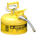 Justrite 7210220 Type II AccuFlow Steel Safety Can, 1 Gal., 5/8&quot; Metal Hose, Yellow
