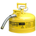 Justrite 7225230 Type II AccuFlow Steel Safety Can, 2.5 Gal., 1" Metal Hose, Yellow
