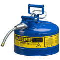 Justrite 7225320 Type II AccuFlow Steel Safety Can, 2.5 Gal., 5/8&quot; Metal Hose, Blue