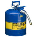 Justrite 7250330 Type II AccuFlow Steel Safety Can, 5 Gal., 1&quot; Metal Hose, Blue