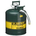 Justrite 7250430 Type II AccuFlow Steel Safety Can, 5 Gal., 1&quot; Metal Hose, Green