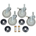 Stainless Steel Stem Casters, (4) 5&quot; Poly 2 With Brakes, 1200 Lb. Capacity