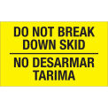 3&quot; x 5&quot; &quot;Do Not Break Down Skid&quot; Bilingual Labels, Fluorescent Yellow, 500 Per Roll