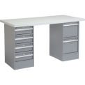 72&quot;W x 30&quot;D Workbench, 1-1/4&quot; Laminate Square Edge, 2 Drawer/4 Drawer