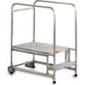 EGA A001H Mobile Aluminum Work Platform 2-Step, Ribbed w/30&quot; Handrails, 300Lb Capacity