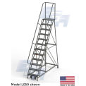 EGA L059 Industrial Rolling Ladder 12-Step, 26&quot; Wide Perforated, Gray, 450Lb. Capacity