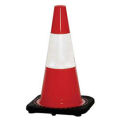 Cortina Safety 03-500-21 18&quot; Solid Orange Cone with Black Base W/6&quot; Upper Reflective Collar - Pkg Qty 12