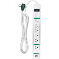 6-Outlet Surge Protector - USB PORTS - 1600 Joules - 6ft Cord - White