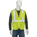 Class 2 Hi-Vis Safety Vest, 2" Silver Strips, Polyester Mesh, Lime, Size XL