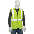Class 2 Hi-Vis Safety Vest, 2" Silver Strips, Polyester Solid, Lime, Size L/XL