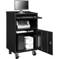 Mobile Computer Cabinet, Black, Assembled, 27"W x 24"D x 49-1/4"H