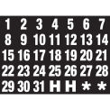 Magnetic Headings Calendar Dates (1-31), White on Black