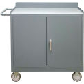 Durham Mfg. Mobile Bench Cabinet, Steel Top, 2 Doors, 35-11/16&quot;W x 18-1/8&quot;D, Gray