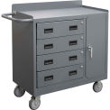 Durham Mfg. Mobile Bench Cabinet, 4 Drawers, 41-7/8&quot;W x 18-1/8&quot;D, Gray