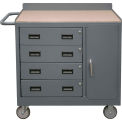 Durham Mfg. Mobile Bench Cabinet, 4 Drawers, Shop Top Square Edge, 41-7/8&quot;W x 18-1/8&quot;D
