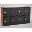 United Visual Cell Phone Locker, 8 Door, 24&quot; x 4&quot; x 13-1/2&quot;, Cherry/Black