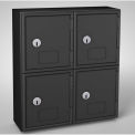 United Visual Cell Phone Locker, 4 Door, 11&quot; x 4&quot; x 12-1/2&quot;, Black/Black