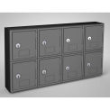 United Visual Cell Phone Locker, 8 Door, 22&quot; x 4&quot; x 12-1/2&quot;, Black/Grey