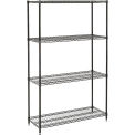 Nexel Medium Duty Wire Shelving Unit, Black Epoxy, 48&quot;W x 24&quot;D x 74&quot;H