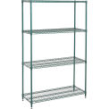 Nexel Medium Duty Wire Shelving Unit, Green Epoxy, 48&quot;W x 18&quot;D x 74&quot;H