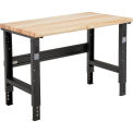 Adjustable Height Workbench C-Channel Leg, 48"W x 30"D, 1-3/4" Maple Top Safety Edge, Black