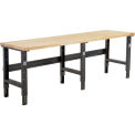 Adjustable Height Workbench C-Channel Leg, 96&quot;W x 30&quot;D, 1-3/4&quot; Maple Top Square Edge, Black