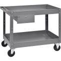 2 Shelf Deep Tray Steel Stock Cart, 500 Lb. Cap. with 1 Drawer, 36&quot;L x 24&quot;W x 32&quot;H