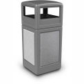 Commercial Zone StoneTec&#174; 42 Gallon Square Receptacle with Dome Lid, Gray w/Ashtone Panels
