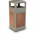 Commercial Zone StoneTec&#174; 42 Gallon Square Receptacle with Dome Lid, Beige w/Sedona Panels