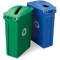 RUBBERMAID Slim Jim Recycling Container - Vented Container - Green