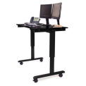 Luxor Electric Adjustable Standing Desk, Black Frame/Black Oak Top, 47&quot;L x 29&quot;W x 29 to 45&quot;H
