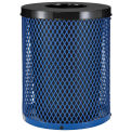 Thermoplastic Coated Mesh Receptacle w/Flat Lid, 36 Gallon, Blue