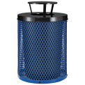 Thermoplastic Coated Mesh Receptacle w/Rain Bonnet Lid, 36 Gallon, Blue