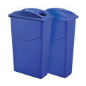Dual Recycling Trash Container System, 23 Gallon, Blue