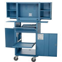 Assembled Mobile Fold-Out Computer Security Cabinet, Blue, 24-1/2&quot;W x 22-1/2&quot;D x 61-1/2&quot;H