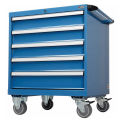 5 Drawers Mobile Modular Drawer Cabinet w/Lock, 30&quot;Wx27&quot;Dx36-7/10&quot;H, Blue