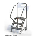 EGA R026 Steel EZY-Climb Ladder w/ Handrails 3-Step, 30&quot; Wide Perforated, Gray, 450 lb. Capacity
