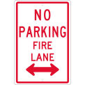 NMC Traffic Sign, No Parking Fire Lane Double Arrow, 18&quot; X 12&quot;, White, TM620H