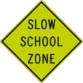 NMC Traffic Sign, Slow School Zone Sign, 30&quot; X 30&quot;, Yellow, TM177DG