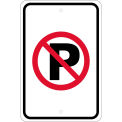 NMC Traffic Sign, No Parking Graphic Symbol, 18&quot; X 12&quot;, White, TM0166K
