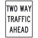 NMC Traffic Sign, Two Way Traffic Ahead Sign, 24&quot; x 18&quot;, White, TM517J