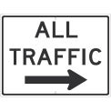 NMC Traffic Sign, All Traffic With Arrow Sign, 24&quot; x 18&quot;, White, TM536J