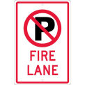 NMC Traffic Sign, No Parking (Graphic) Fire Lane, 18&quot; X 12&quot;, White, TM0101H