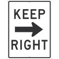 NMC Traffic Sign, Keep Right Arrow (Graphic), 24&quot; x 18&quot;, White, TM530J