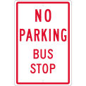 NMC Traffic Sign, No Parking Bus Stop, 18&quot; X 12&quot;, White, TM099H