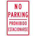 NMC Traffic Sign, No Parking Bi-Lingual, 18&quot; X 12&quot;, White, TM98H