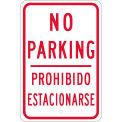 NMC Traffic Sign, No Parking Bi-Lingual, 18&quot; X 12&quot;, White, TM98K