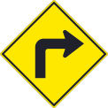 NMC Traffic Sign, Right Turn Arrow Graphic Sign, 30&quot; X 30&quot;, Yellow, TM240K